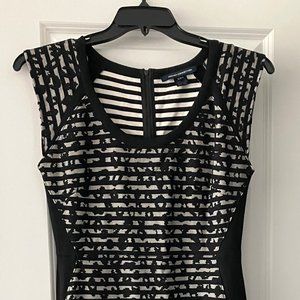 Striped Black and White French Connection Dress - Form fitting - never worn!